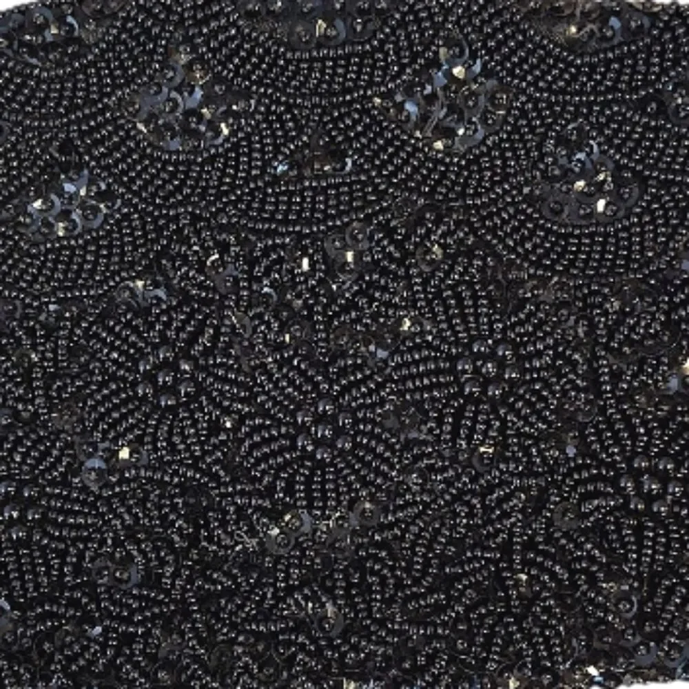 VTG 50s 60s Black Handmade Hong Kong‎ Beaded Sequins Kiss Lock Clutch